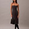 Rochie fără bretele din amestec de lână periată