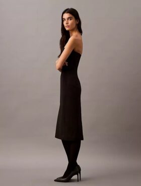 Rochie fără bretele din amestec de lână periată