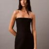 Rochie fără bretele din amestec de lână periată