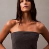Rochie fără bretele din amestec de lână periată