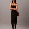 Rochie fără bretele din amestec de lână periată