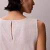 Rochie fără mâneci, cu decolteu în V și curea, din amestec de in Rochie fără mâneci, cu decolteu în V și curea, din amestec de in