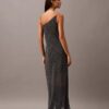 Rochie maxi asimetrică din șifon imprimat