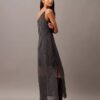 Rochie maxi asimetrică din șifon imprimat