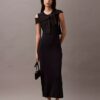 Rochie maxi din viscoză cu nervuri