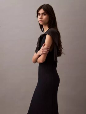 Rochie maxi din viscoză cu nervuri