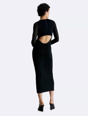 Rochie maxi transparentă cu decupaje la spate