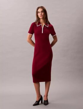 Rochie midi cu bordură colorată