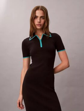 Rochie midi cu bordură colorată