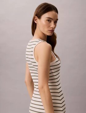 Rochie midi cu dungi și tricot cu nervuri Monologo