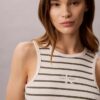 Rochie midi cu dungi și tricot cu nervuri Monologo Rochie midi cu dungi și tricot cu nervuri Monologo