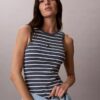 Rochie midi cu dungi și tricot cu nervuri Monologo Rochie midi cu dungi și tricot cu nervuri Monologo