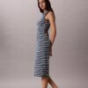 Rochie midi cu dungi și tricot cu nervuri Monologo Rochie midi cu dungi și tricot cu nervuri Monologo