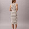 Rochie midi cu dungi și tricot cu nervuri Monologo Rochie midi cu dungi și tricot cu nervuri Monologo