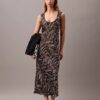 Rochie midi cu imprimeu satinat Rochie midi cu imprimeu satinat