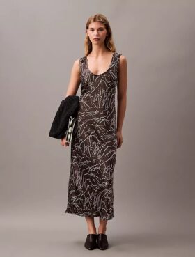 Rochie midi cu imprimeu satinat