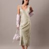 Rochie midi cu imprimeu satinat Rochie midi cu imprimeu satinat