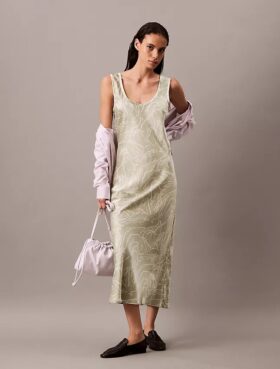 Rochie midi cu imprimeu satinat