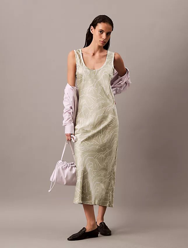 Rochie midi cu imprimeu satinat Rochie midi cu imprimeu satinat