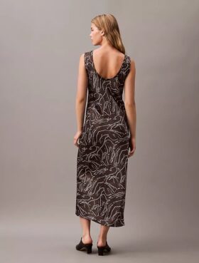 Rochie midi cu imprimeu satinat