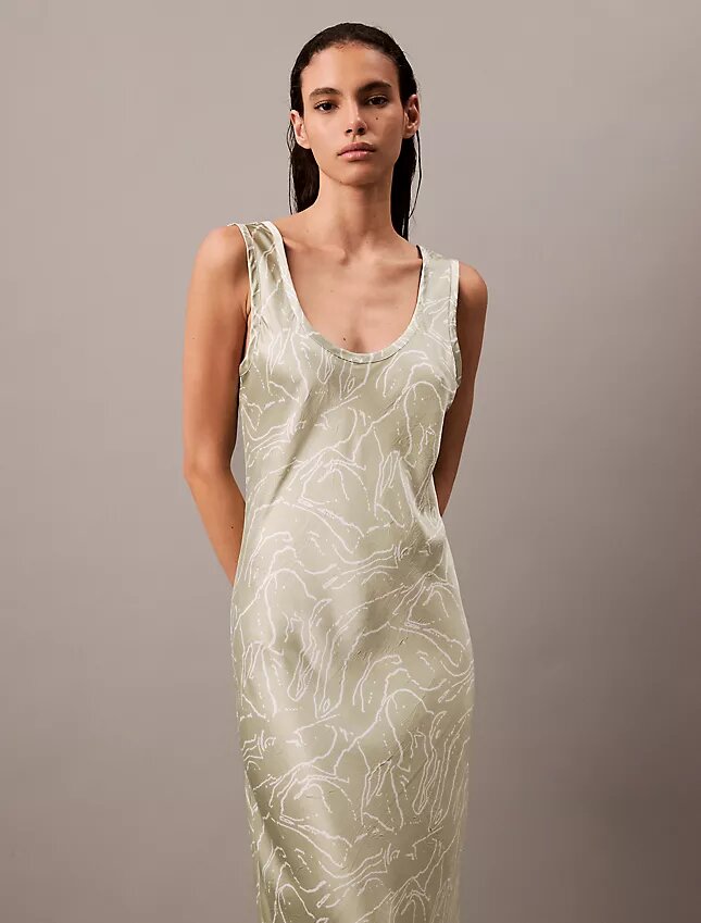 Rochie midi cu imprimeu satinat Rochie midi cu imprimeu satinat