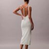 Rochie midi din amestec de in, cu decolteu rotund Rochie midi din amestec de in, cu decolteu rotund