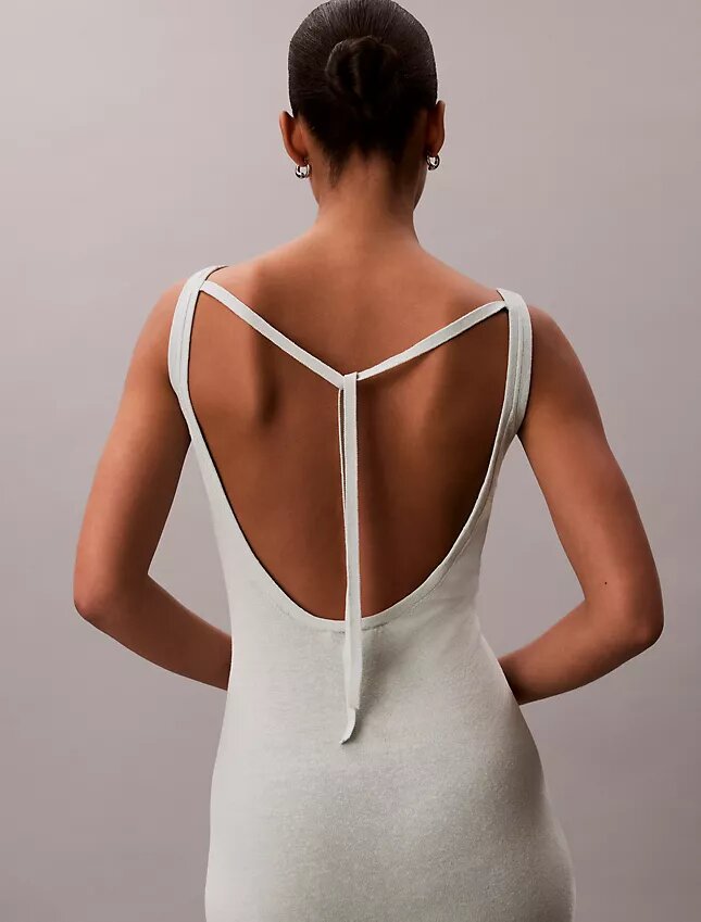 Rochie midi din amestec de in, cu decolteu rotund Rochie midi din amestec de in, cu decolteu rotund