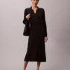 Rochie midi din bumbac neted cu nervuri Rochie midi din bumbac neted cu nervuri