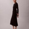 Rochie midi din bumbac neted cu nervuri Rochie midi din bumbac neted cu nervuri