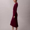 Rochie midi din bumbac neted cu nervuri Rochie midi din bumbac neted cu nervuri