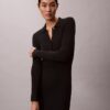 Rochie midi din bumbac neted cu nervuri Rochie midi din bumbac neted cu nervuri