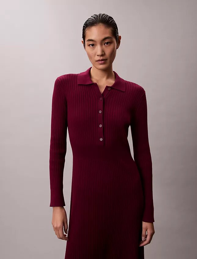 Rochie midi din bumbac neted cu nervuri Rochie midi din bumbac neted cu nervuri