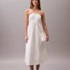 Rochie midi din bumbac twill cu gât halter