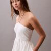 Rochie midi din bumbac twill cu gât halter