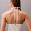 Rochie midi din bumbac twill cu gât halter
