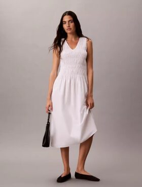 Rochie midi din poplin de bumbac