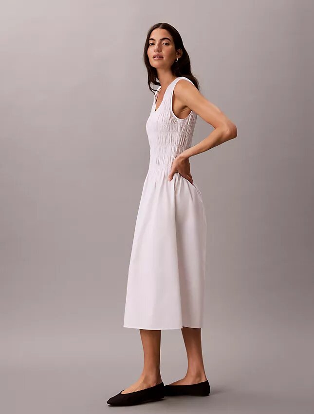 Rochie midi din poplin de bumbac Rochie midi din poplin de bumbac
