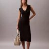 Rochie midi din tricot fără mâneci Rochie midi din tricot fără mâneci