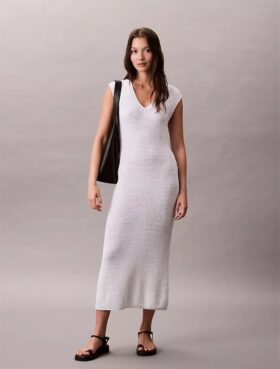Rochie midi din tricot fără mâneci