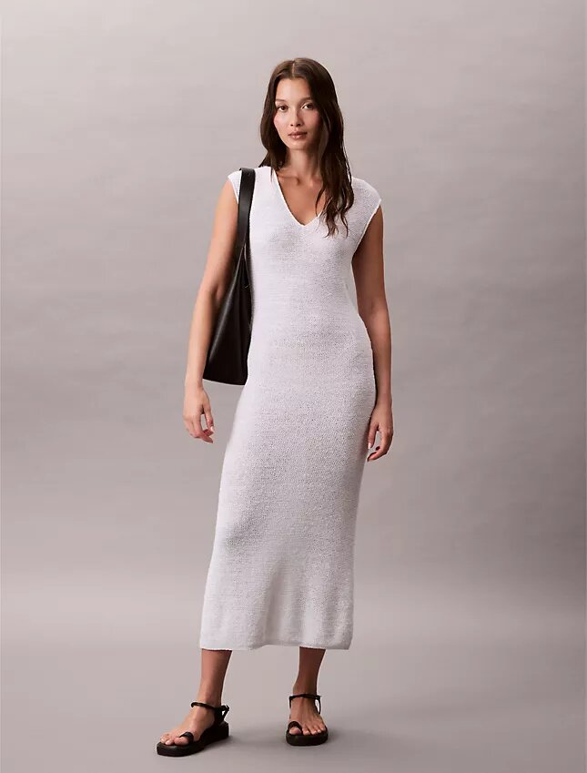 Rochie midi din tricot fără mâneci Rochie midi din tricot fără mâneci