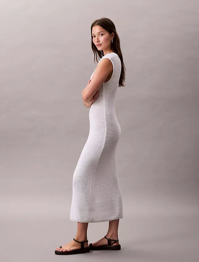 Rochie midi din tricot fără mâneci Rochie midi din tricot fără mâneci