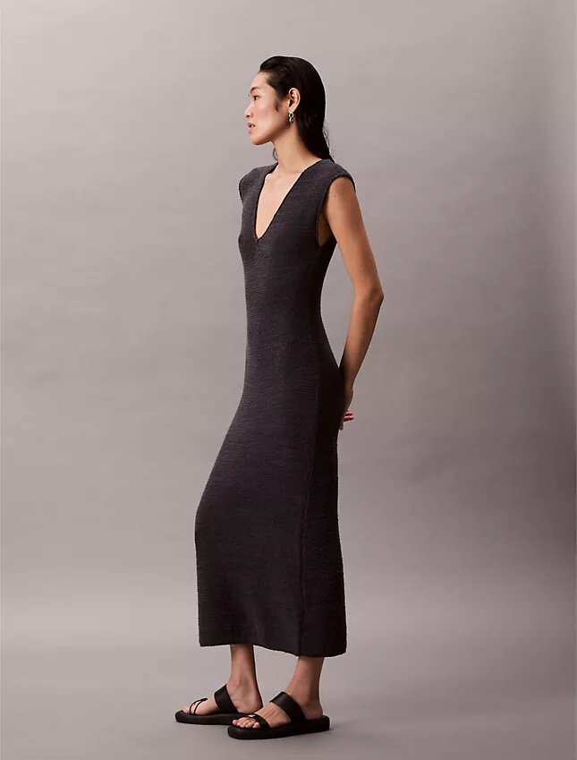 Rochie midi din tricot fără mâneci Rochie midi din tricot fără mâneci