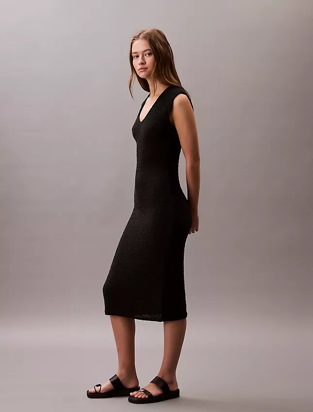 Rochie midi din tricot fără mâneci Rochie midi din tricot fără mâneci