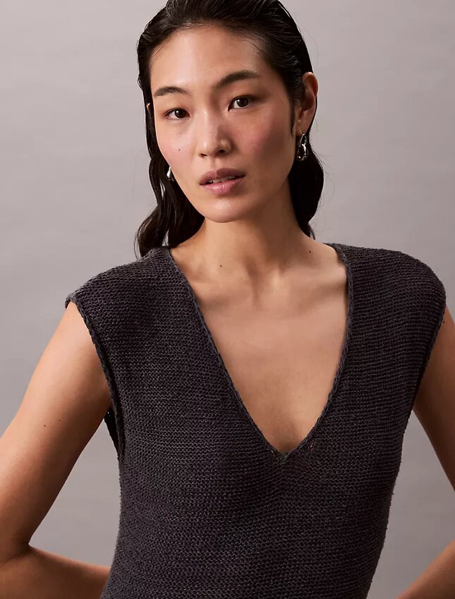 Rochie midi din tricot fără mâneci Rochie midi din tricot fără mâneci
