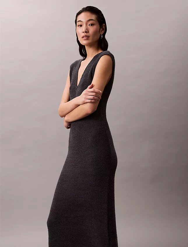 Rochie midi din tricot fără mâneci Rochie midi din tricot fără mâneci