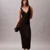 Rochie midi din viscoză cu nervuri Rochie midi din viscoză cu nervuri