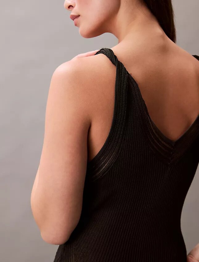 Rochie midi din viscoză cu nervuri Rochie midi din viscoză cu nervuri