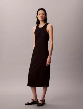 Rochie midi fără mâneci cu logo Calvin Klein