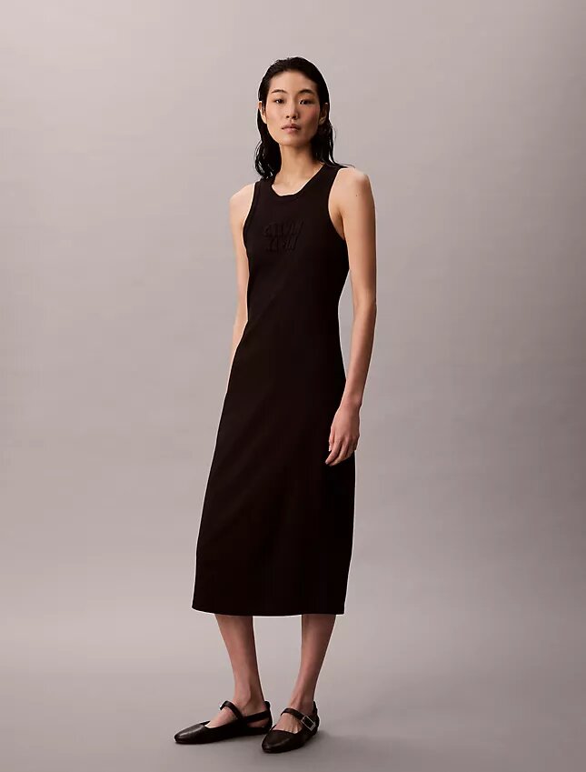 Rochie midi fără mâneci cu logo Calvin Klein Rochie midi fără mâneci cu logo Calvin Klein