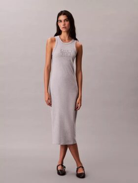 Rochie midi fără mâneci cu logo Calvin Klein
